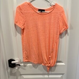 Derek Heart Orange Tie Front Short Sleeve Tee